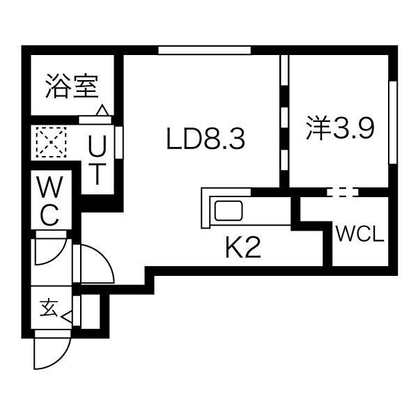 北海道札幌市白石区菊水七条３丁目(賃貸マンション1LDK・2階・34.44㎡)の写真 その2