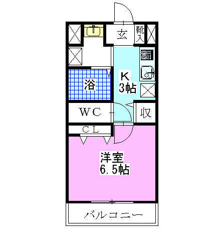 レジディア船橋Ⅰ 308｜千葉県船橋市本町６丁目(賃貸マンション1K・3階・23.76㎡)の写真 その2