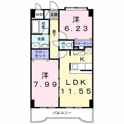 埼玉県川口市大字新堀(賃貸マンション2LDK・3階・57.95㎡)の写真 その2