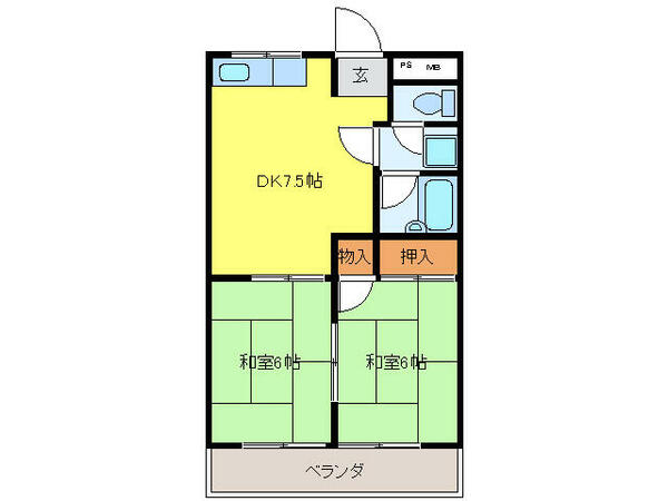 岐阜県羽島市江吉良町(賃貸マンション2DK・4階・44.55㎡)の写真 その2