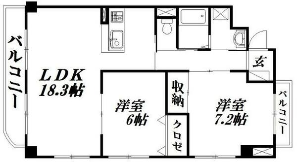 静岡県浜松市中央区中央２丁目(賃貸マンション2LDK・4階・69.10㎡)の写真 その2
