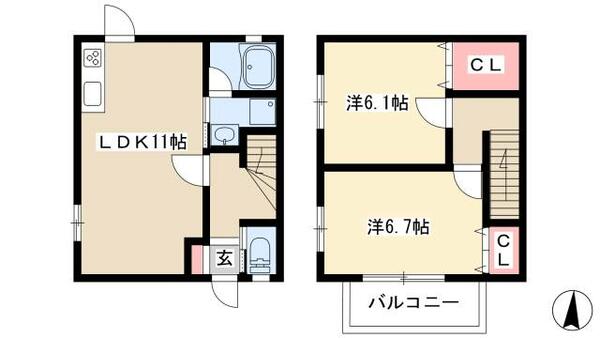 ＡＰＴ庄内緑地　Ⅱ棟 103｜愛知県名古屋市西区坂井戸町(賃貸テラスハウス2LDK・--・59.20㎡)の写真 その2