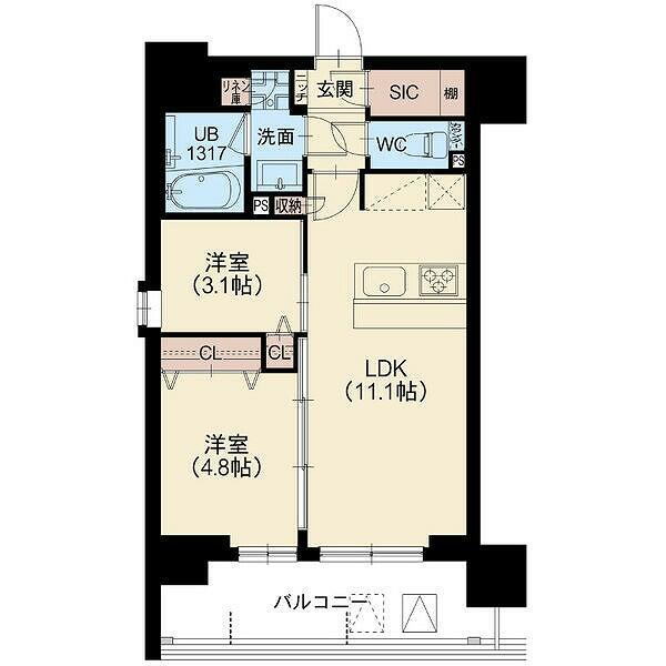 スプランディッド南千住ＤＵＥ 1201｜東京都台東区清川２丁目(賃貸マンション2LDK・12階・44.38㎡)の写真 その2