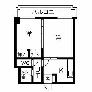 サンライフ花房 302｜栃木県宇都宮市花房２丁目(賃貸マンション2K・3階・49.19㎡)の写真 その2