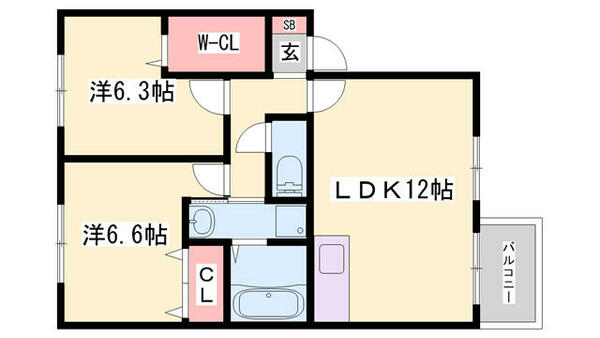 グランモアＺ　Ｂ棟 102｜兵庫県加東市北野(賃貸アパート2LDK・1階・57.93㎡)の写真 その2