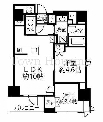 東京都中央区新富２丁目(賃貸マンション2LDK・5階・43.04㎡)の写真 その2