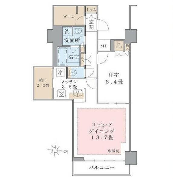 ブリリアイスト東雲キャナルコート 929｜東京都江東区東雲１丁目(賃貸マンション1SLDK・9階・61.06㎡)の写真 その2