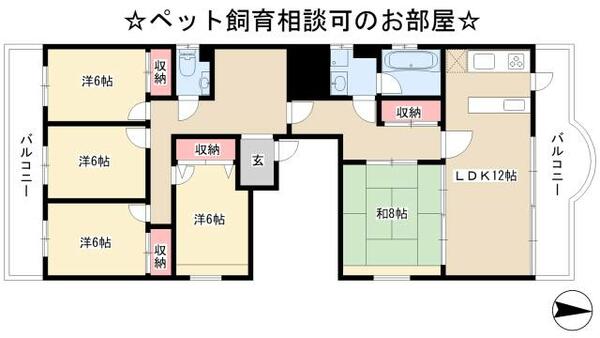 ラピス平安中駒ビル 6A｜愛知県名古屋市北区平安２丁目(賃貸マンション5LDK・6階・119.00㎡)の写真 その2