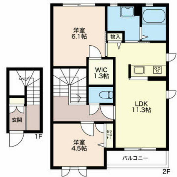 ヴィラーチェ・エスペランサ　Ｃ 210｜新潟県柏崎市宝町(賃貸アパート2LDK・2階・62.72㎡)の写真 その2