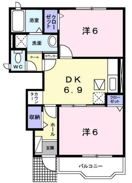 千葉県木更津市ほたる野３丁目(賃貸アパート2DK・1階・46.22㎡)の写真 その2