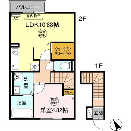 リルシア八戸 202｜佐賀県佐賀市八戸２丁目(賃貸アパート1LDK・2階・45.88㎡)の写真 その2