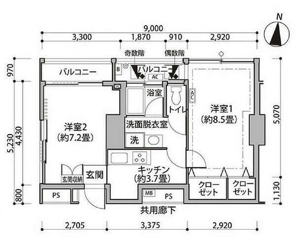 東雲キャナルコートＣＯＤＡＮ１１号棟 716｜東京都江東区東雲１丁目(賃貸マンション2K・7階・46.65㎡)の写真 その2