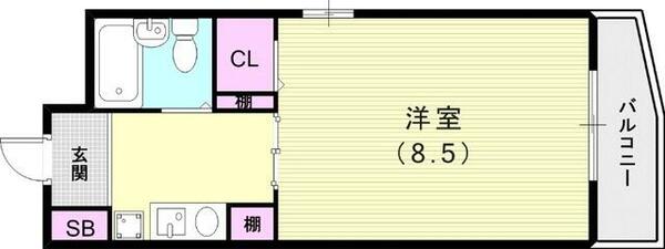 兵庫県尼崎市猪名寺２丁目(賃貸マンション1R・2階・22.19㎡)の写真 その2