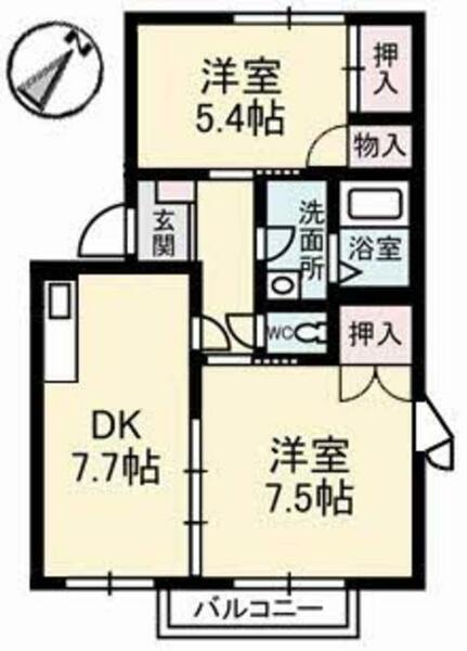 カーサ・ビアンカ A0201｜岡山県倉敷市連島中央４丁目(賃貸アパート2DK・2階・48.40㎡)の写真 その2