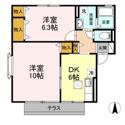 静岡県浜松市中央区入野町(賃貸アパート2DK・2階・52.02㎡)の写真 その2