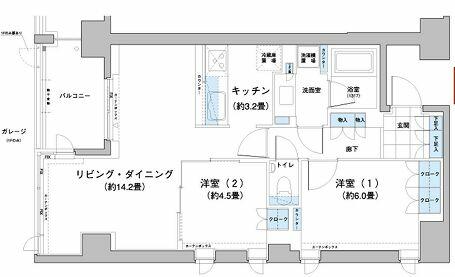 東京都世田谷区砧２丁目(賃貸マンション1SLDK・6階・63.60㎡)の写真 その2