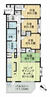 千葉県千葉市花見川区宮野木台１丁目(賃貸マンション4LDK・3階・90.37㎡)の写真 その2