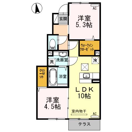 セシル 101｜熊本県合志市須屋(賃貸アパート2LDK・1階・49.03㎡)の写真 その2