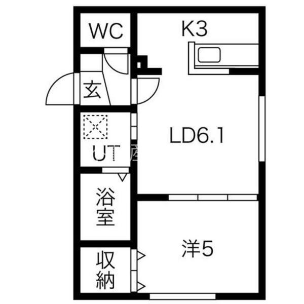 北海道札幌市北区北二十条西３丁目(賃貸マンション1LDK・3階・33.37㎡)の写真 その2