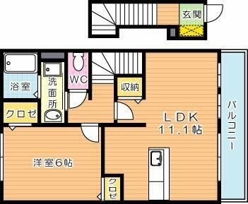 ラッフィナート｜福岡県北九州市八幡西区御開１丁目(賃貸アパート1LDK・2階・46.09㎡)の写真 その2