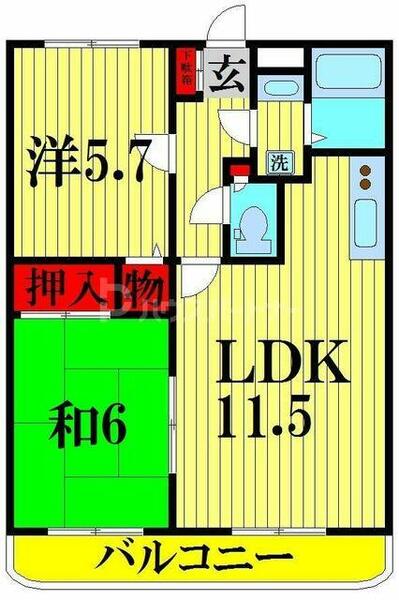 エマーレ北越谷 405｜埼玉県越谷市北越谷４丁目(賃貸マンション2LDK・4階・51.21㎡)の写真 その2