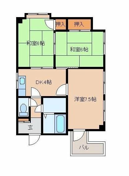 光興産中央ビル 501｜福岡県北九州市八幡東区中央３丁目(賃貸マンション3DK・5階・59.54㎡)の写真 その2