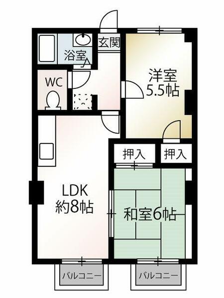 プリエール八田Ｂ棟 201｜福岡県福岡市東区八田３丁目(賃貸アパート2LDK・2階・40.95㎡)の写真 その2