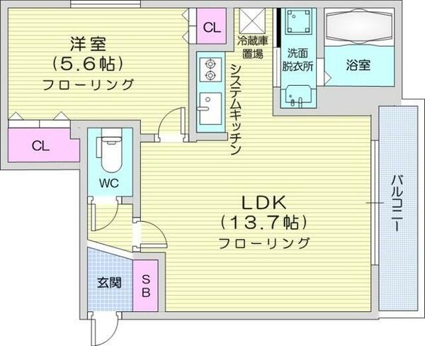 北海道札幌市豊平区平岸三条１２丁目(賃貸マンション1LDK・2階・34.72㎡)の写真 その2