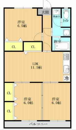 熊本県熊本市東区月出２丁目(賃貸マンション3LDK・2階・69.40㎡)の写真 その2