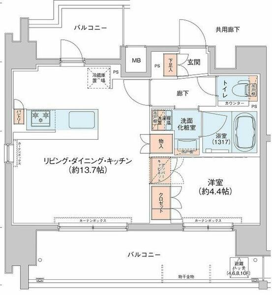 アジールコート新高円寺 401｜東京都杉並区梅里２丁目(賃貸マンション1LDK・4階・42.24㎡)の写真 その2