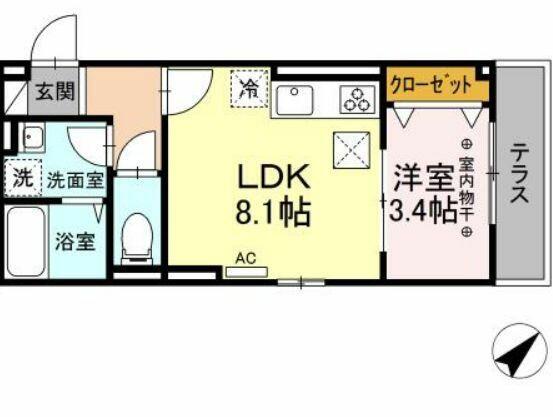 神奈川県平塚市夕陽ケ丘(賃貸アパート1LDK・1階・30.23㎡)の写真 その2