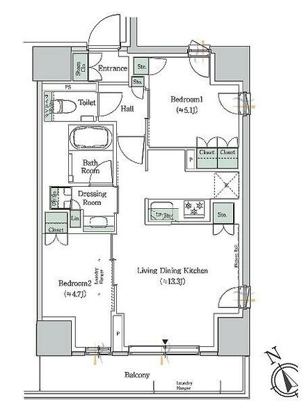 ＯＮＥ　ＲＯＯＦ　ＲＥＳＩＤＥＮＣＥ　ＮＩＳＨＩＮＩＰＰＯＲＩ 609｜東京都荒川区西日暮里５丁目(賃貸マンション2LDK・6階・53.13㎡)の写真 その2