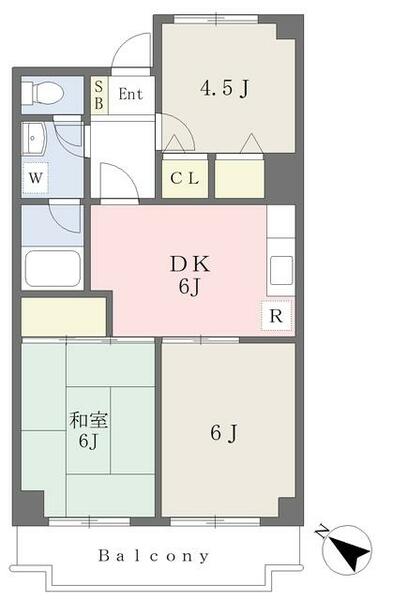 アヴィタシオン 102｜東京都町田市本町田(賃貸マンション3DK・1階・48.09㎡)の写真 その2