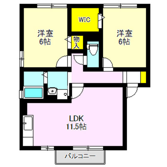 メゾンプレジール B202｜群馬県高崎市菅谷町(賃貸アパート2LDK・2階・55.45㎡)の写真 その2