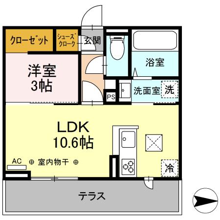 トリシア中御所 102｜長野県長野市中御所２丁目(賃貸アパート1LDK・1階・35.05㎡)の写真 その2