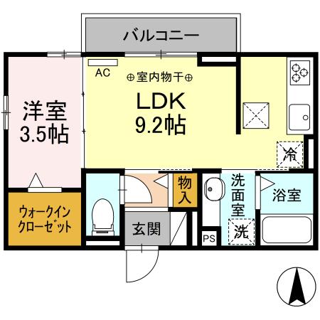 アビテ那加門前町 103｜岐阜県各務原市那加門前町３丁目(賃貸アパート1LDK・1階・33.75㎡)の写真 その2