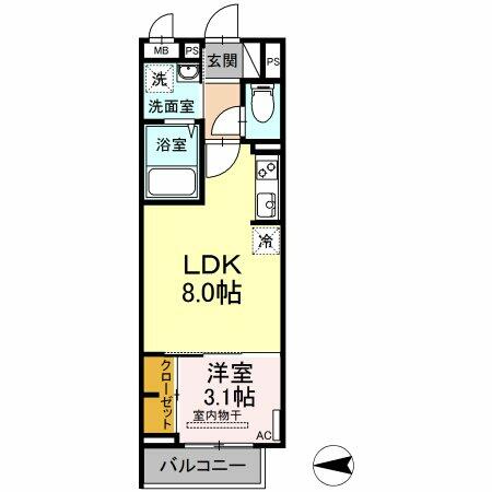 神奈川県川崎市中原区下小田中１丁目(賃貸アパート1LDK・3階・29.20㎡)の写真 その2