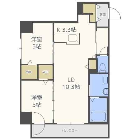 パルティーレ菊水｜北海道札幌市白石区菊水五条１丁目(賃貸マンション2LDK・7階・54.33㎡)の写真 その2