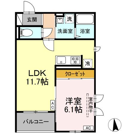 （仮）Ｄ－ｒｏｏｍ錦町二丁目 201｜宮城県仙台市青葉区錦町２丁目(賃貸アパート1LDK・2階・41.61㎡)の写真 その2