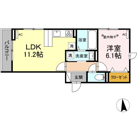 （仮）Ｄ－ｒｏｏｍ錦町二丁目 303｜宮城県仙台市青葉区錦町２丁目(賃貸アパート1LDK・3階・42.12㎡)の写真 その2