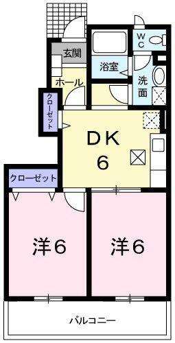 埼玉県坂戸市にっさい花みず木６丁目(賃貸アパート2DK・1階・42.77㎡)の写真 その2