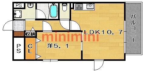 セリーゼウエスト｜大阪府茨木市西田中町(賃貸マンション1LDK・6階・38.64㎡)の写真 その2