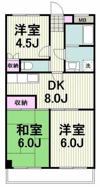 神奈川県横浜市都筑区富士見が丘(賃貸マンション3DK・4階・51.80㎡)の写真 その2