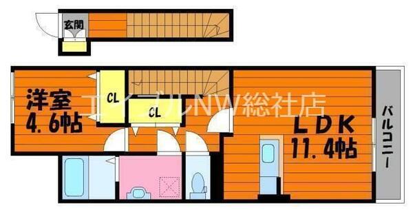 スターテラスＬ｜岡山県総社市真壁(賃貸アパート1LDK・2階・44.53㎡)の写真 その2