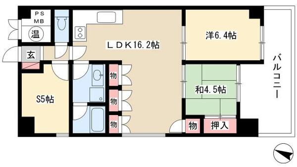 ライオンズマンション覚王山第２ 411｜愛知県名古屋市千種区堀割町２丁目(賃貸マンション2SLDK・4階・71.47㎡)の写真 その2