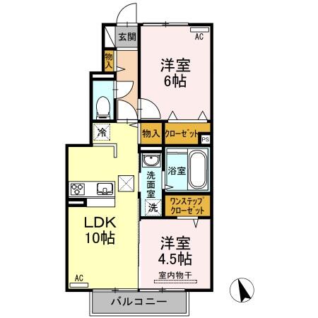 ＡＱＵＡ　ＳＫＹ 102｜福島県いわき市平北白土字穂積(賃貸アパート2LDK・1階・50.38㎡)の写真 その2