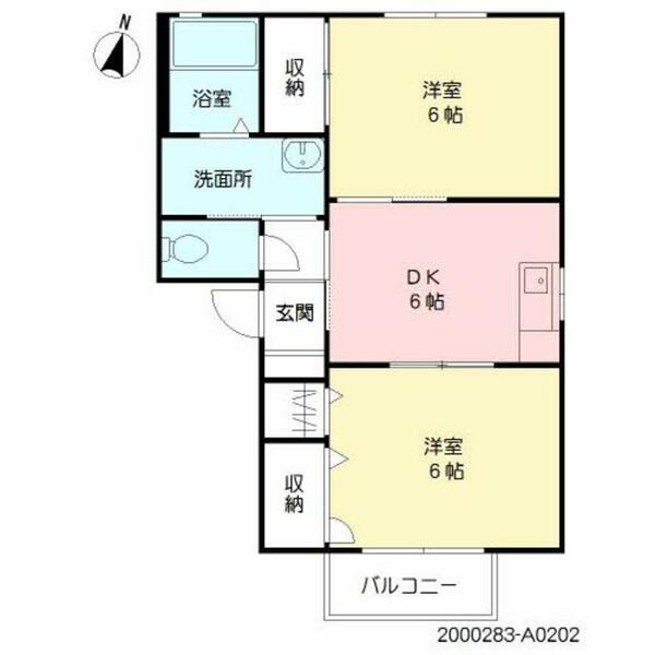ユースハイム A0202｜熊本県合志市幾久富(賃貸アパート2K・2階・42.72㎡)の写真 その2