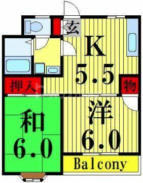 サンヴェール関原 104｜東京都足立区関原３丁目(賃貸マンション2K・1階・42.12㎡)の写真 その2