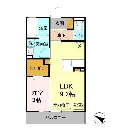 イーストファインヒルズ 305｜茨城県ひたちなか市大字東石川(賃貸アパート1LDK・3階・33.38㎡)の写真 その2