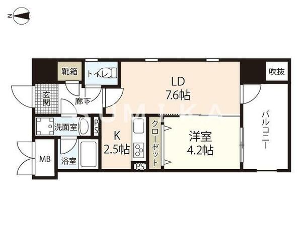 セントラルアヴェニュー下石井｜岡山県岡山市北区下石井２丁目(賃貸マンション1LDK・13階・37.08㎡)の写真 その2